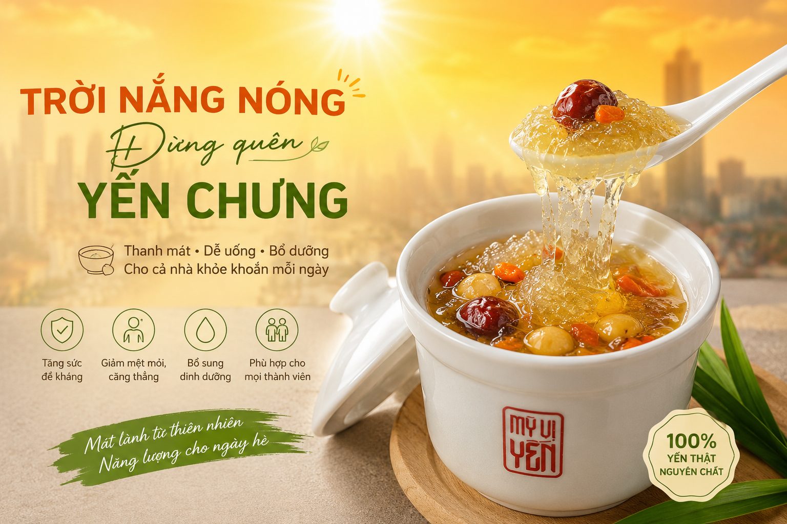 Mùa hè nắng nóng, dùng yến chưng đều đặn để cả nhà khỏe khoắn